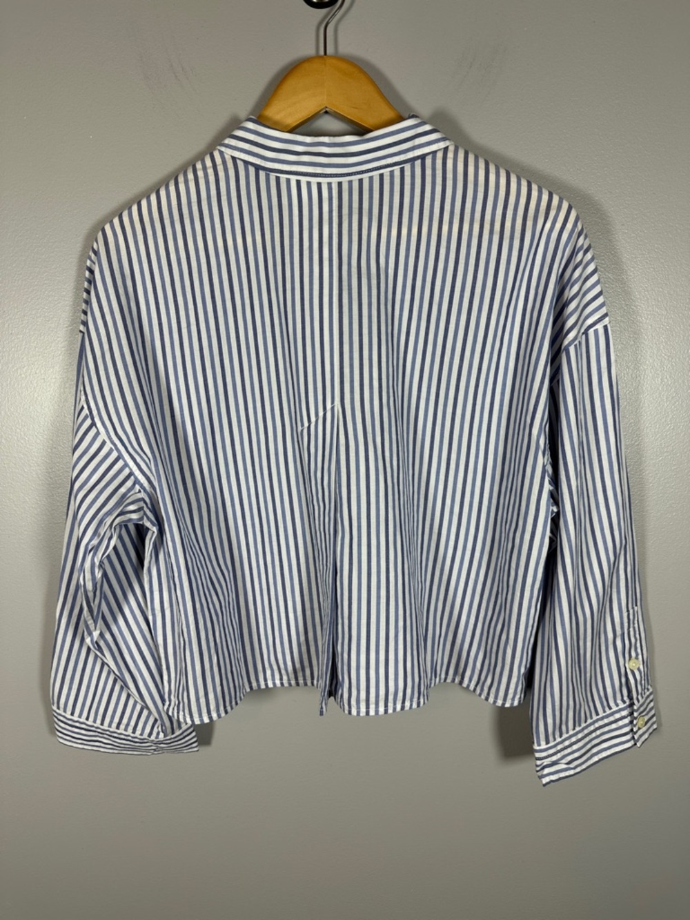 Everlane Cropped Striped Cotton Button Down The Woven PJ Top NWT Small - Picture 9 of 13